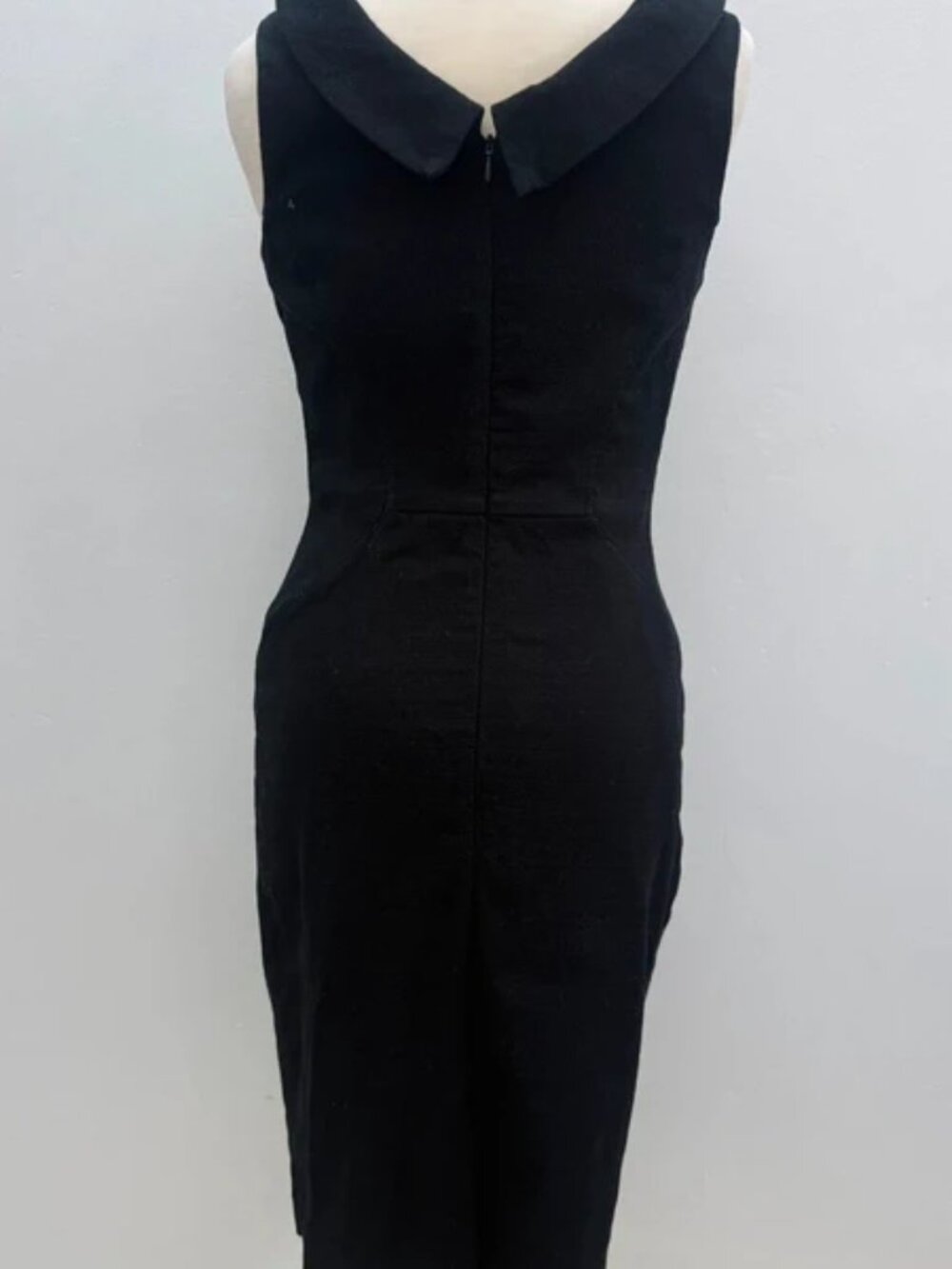 Boden Black Textured Collared Pencil Dress Size 8 - Picture 3 of 5